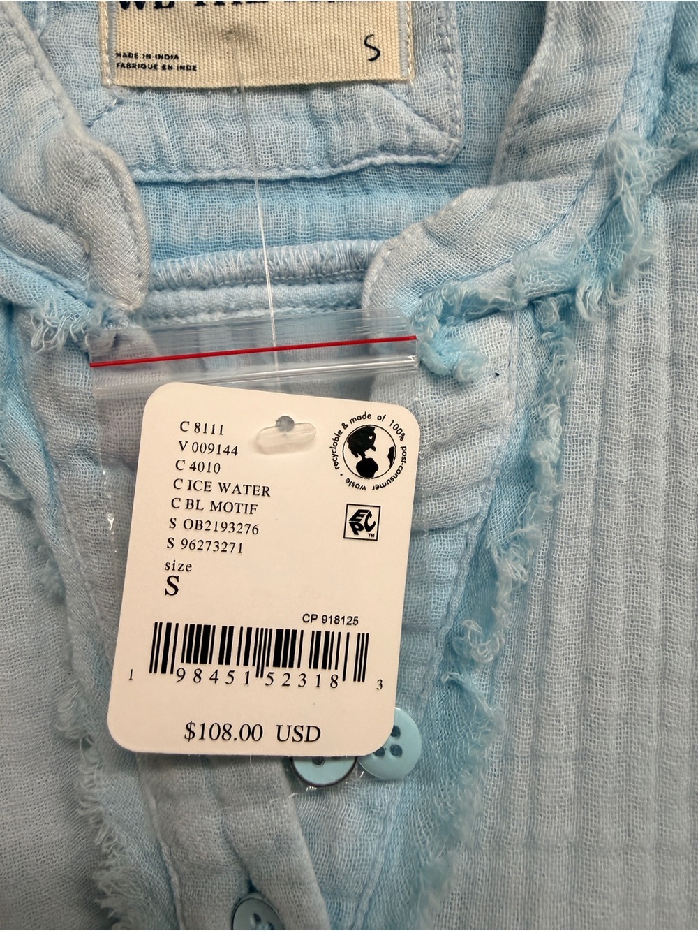 Free People We The Free Valley Double Cloth Shirt in Ice Water - Picture 7 of 8